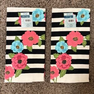 Hobby Lobby Set Of 2 Flower Stripe Kitchen Towels
